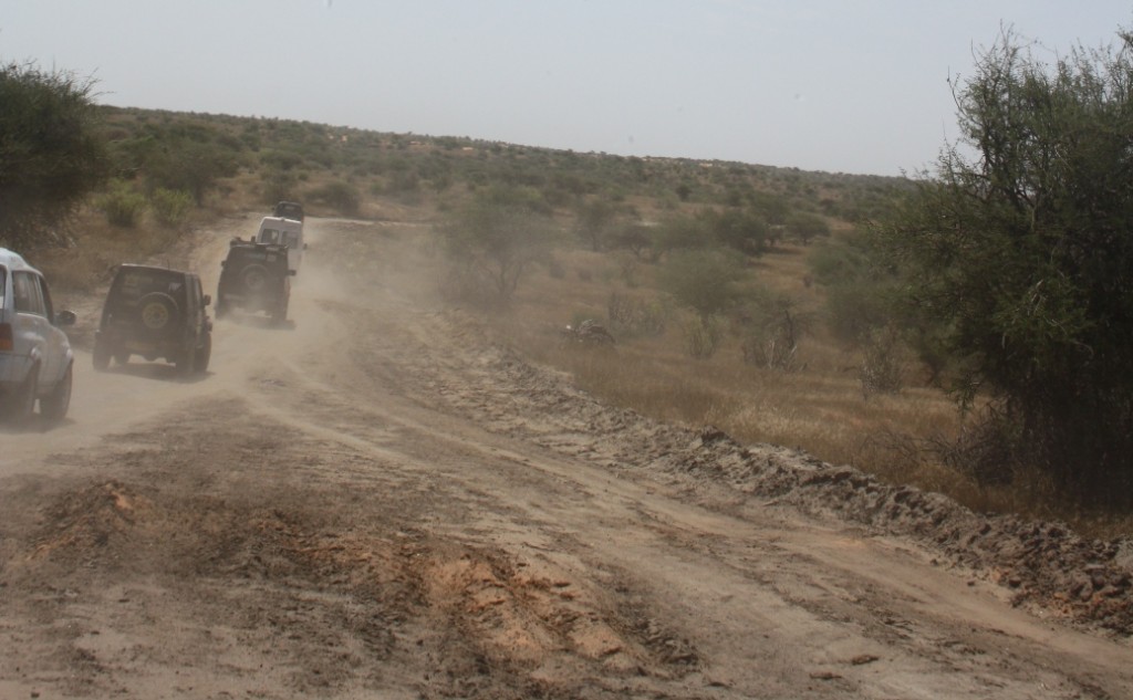 Slechte weg naar de grens met Senegal